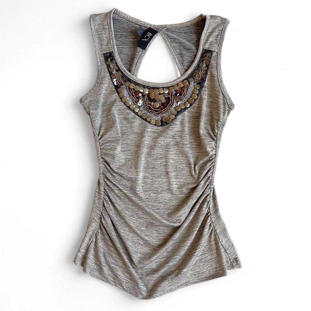 BCX Sequin Ruched Party Top